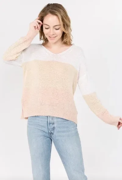 Suéter para dama color palo rosa y blanco
