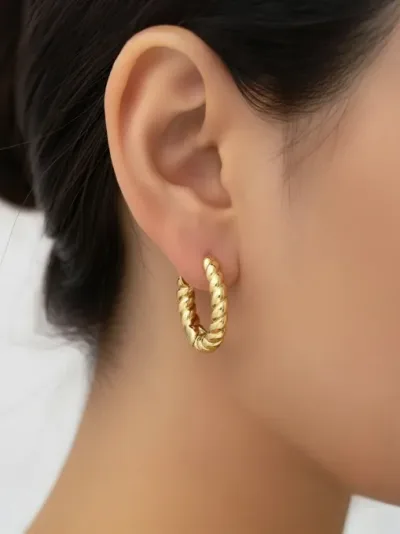 Argollas cobre diseño trenzado #COLOR DORADO