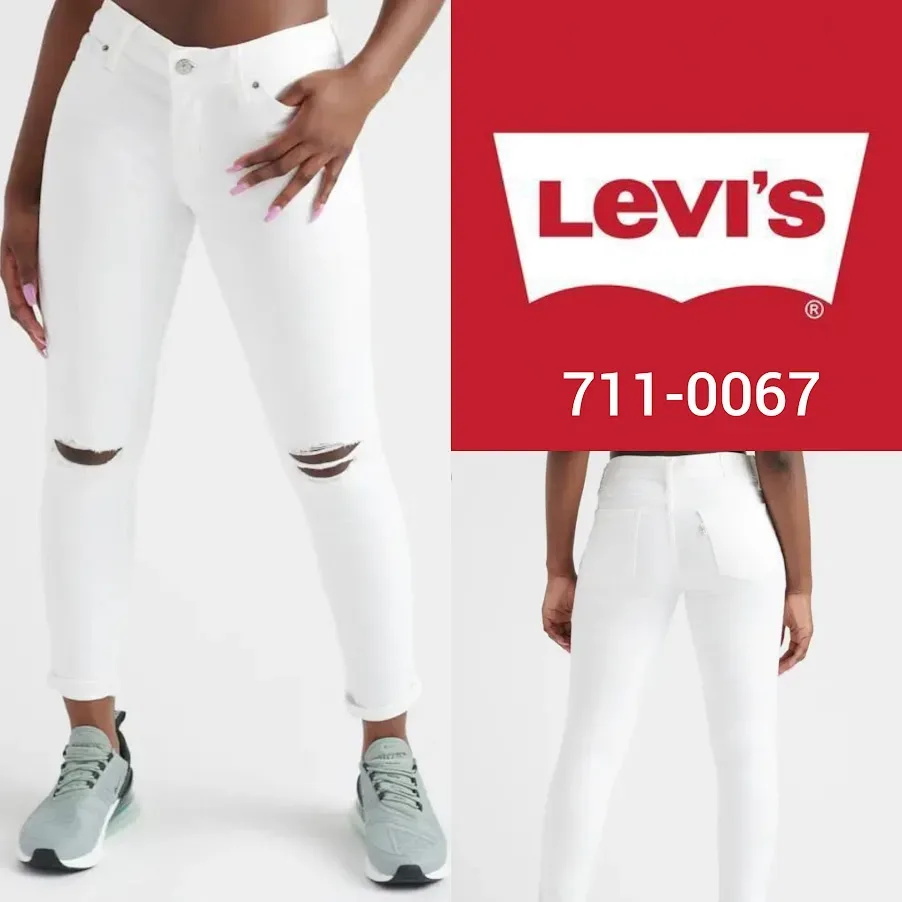 Jeans para dama Levis 711-0067 Skinny color blanco