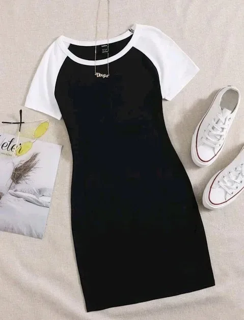 Vestido para dama color negro mangas blancas