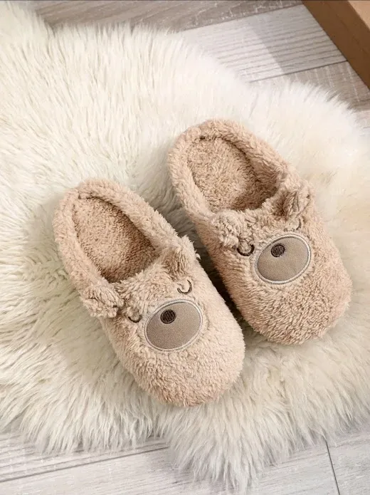 Pantuflas para dama con diseño de oso
