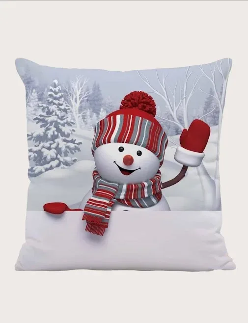 Fundas para almohadón diseño muñeco de nieve