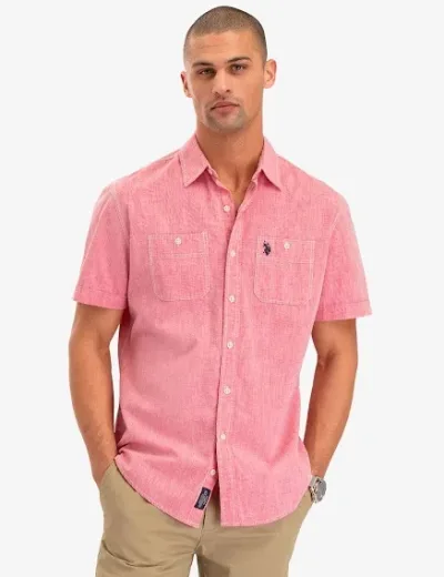Camisa US Polo ASSN para caballero color rosado