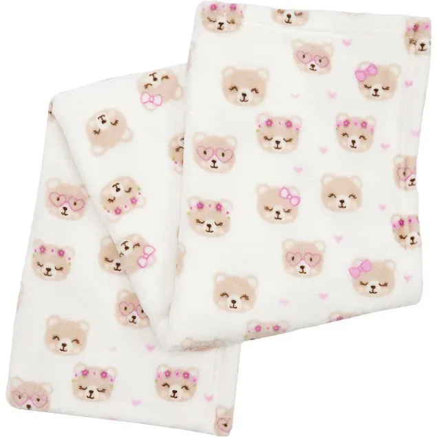 Conjunto de peluche y cobija con diseño de oso