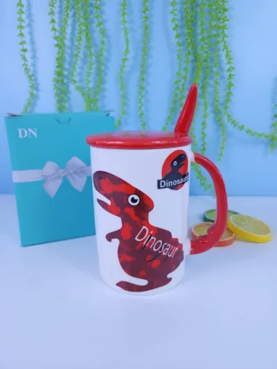 Tasa de dinosaurio con Tapa y Cuchara