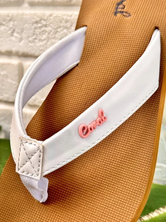 Sandalias Coral White/Camel para Dama