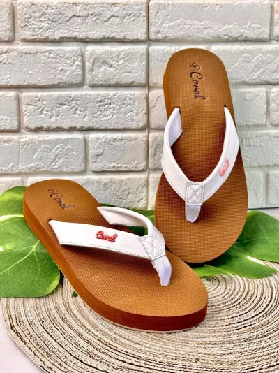 Sandalias Coral White/Camel para Dama