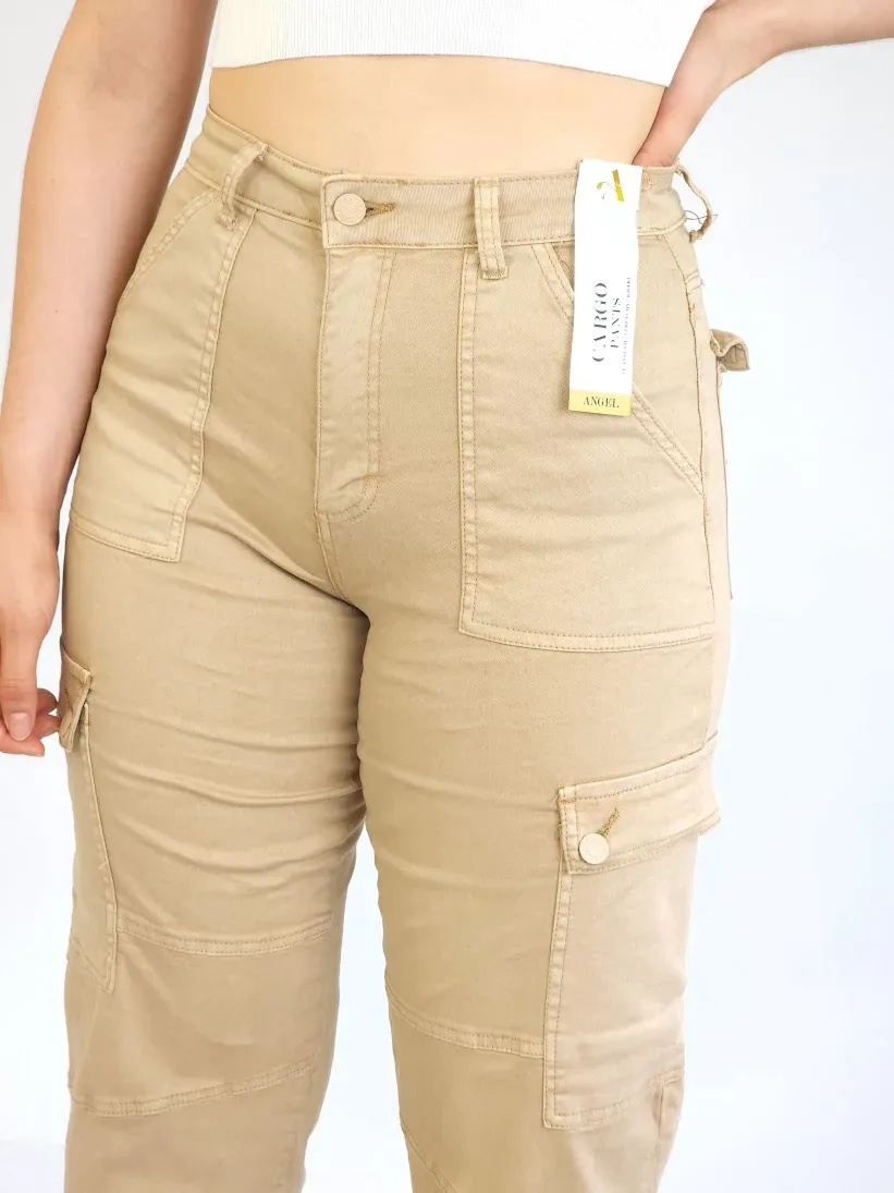 Pantalón cargo para dama color beige
