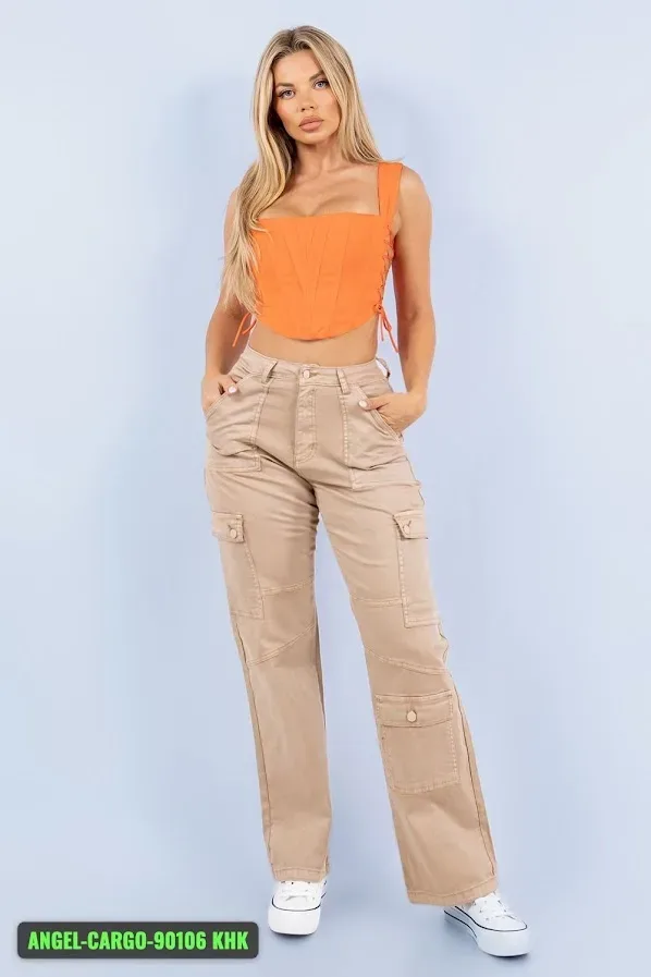 Pantalón cargo para dama color beige