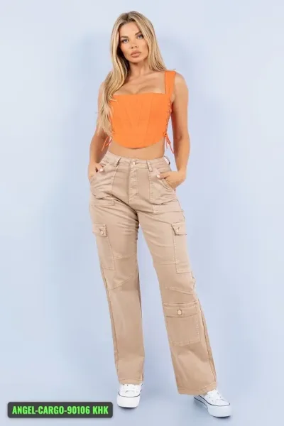 Pantalón cargo para dama color beige