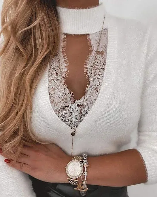 Suéter manga larga para dama color blanco