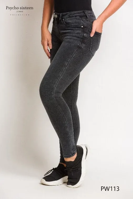 Jeans para dama Psycho Sixteen PW113 Low Rise Skinny Ankle color gris