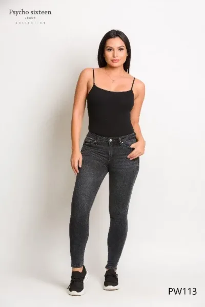 Jeans para dama Psycho Sixteen PW113 Low Rise Skinny Ankle color gris