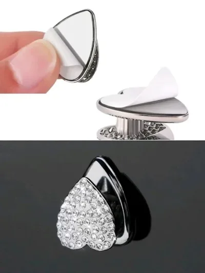 Gancho para coche diseño de corazón en diamantes de imitacion color plateado