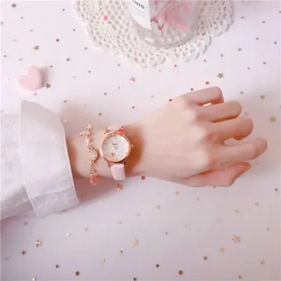 Reloj con diseño de gato para dama color rosado
