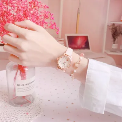 Reloj con diseño de gato para dama color rosado