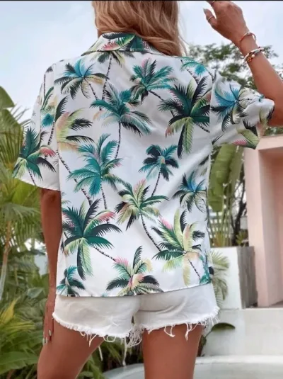 Camisa para dama diseño de palmeras