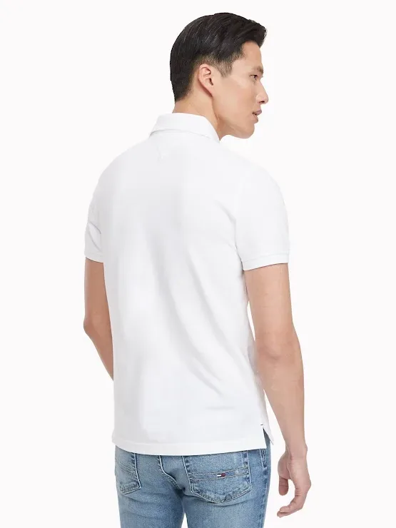 Camiseta Tommy Hilfiger Slim Fit para caballero color blanco, de dos botones, Slim Fit
