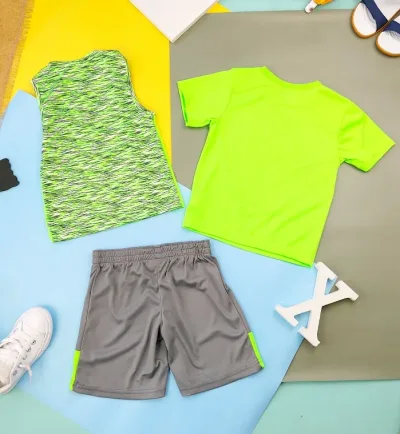 Conjunto para niño color verde con gris