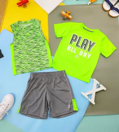 Conjunto para niño color verde con gris