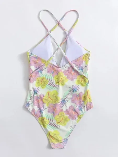 Vestido de baño para dama con diseños tropicales