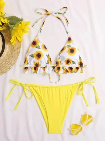 Vestido de baño para dama con diseño de girasoles
