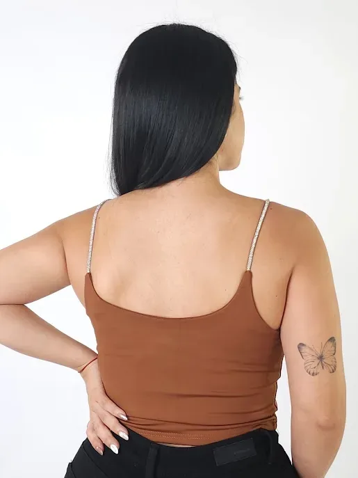 Crop top  para dama color café