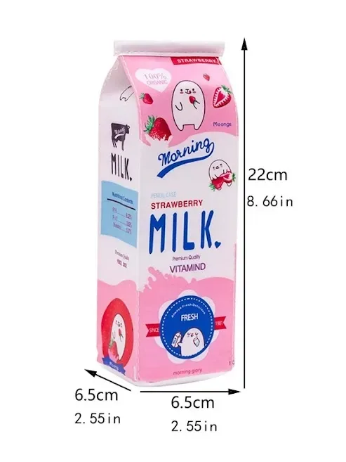 Cartuchera con diseño de caja de leche al azar