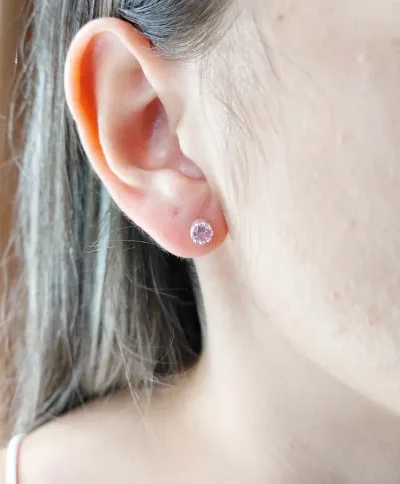 Aretes para dama plata 925 color plata y rosa