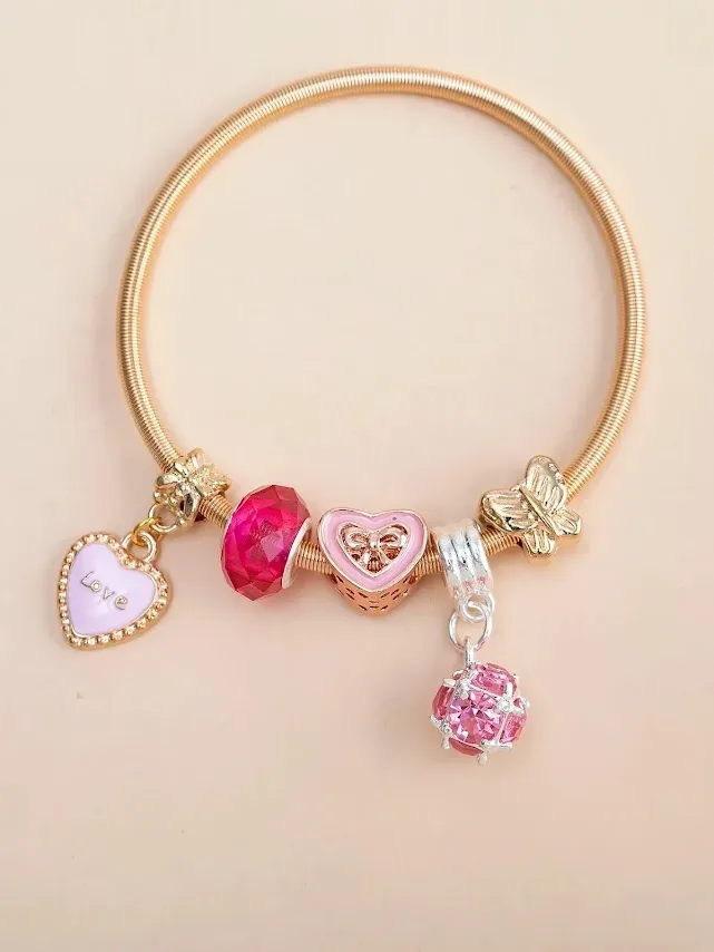 Pulsera de fantasía con diseño de corazón y de mariposa
