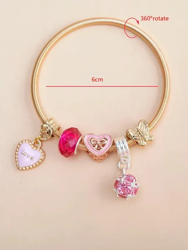 Pulsera de fantasía con diseño de corazón y de mariposa
