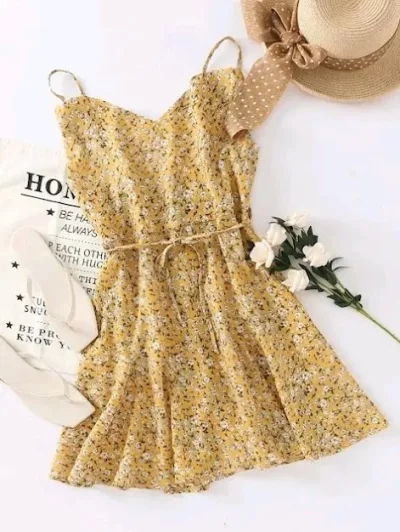 Vestido para dama color amarillo con estampado floral