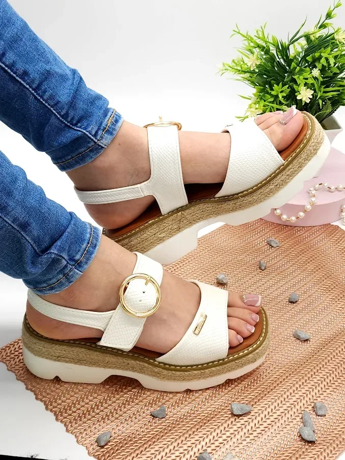 Sandalias para dama Irene White Pu