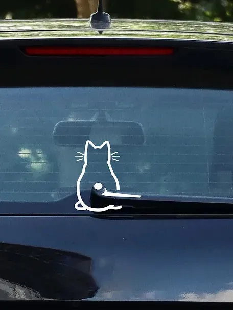 Pagatina para coche con diseño de gato color plateado