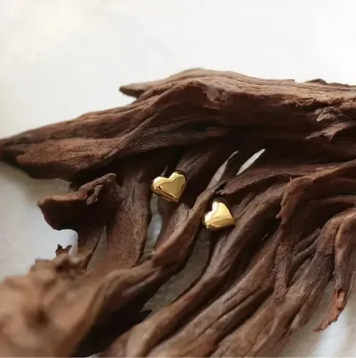 Aretes de acero de titanio diseño de corazón