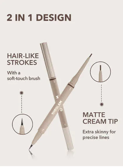 Lapiz de cejas de larga duración 2 en 1, Tono Taupe, Marca SheGlam.