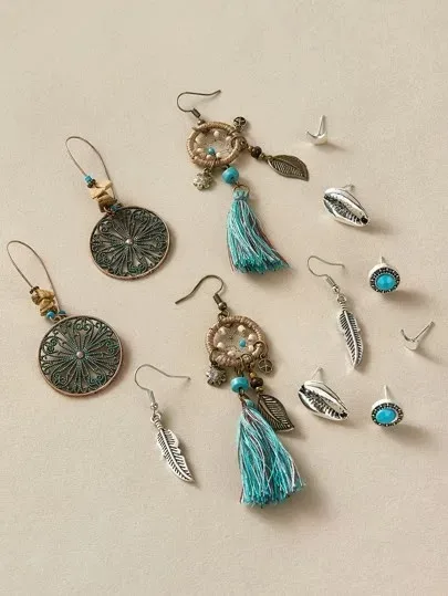 Aretes de fantasía para dama diseño atrapa sueños
