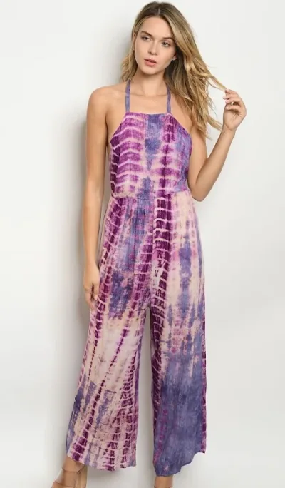 Enterizo Andrey 3 1 para dama color morado,  azul grisáceo y blanco