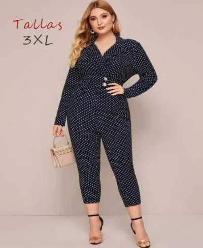 Enterizo para dama color azul con puntos blancos