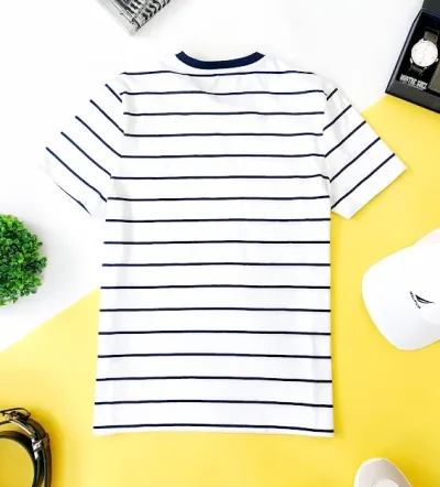 Camiseta Tommy Hilfiger para caballero, color blanco con rayas azules