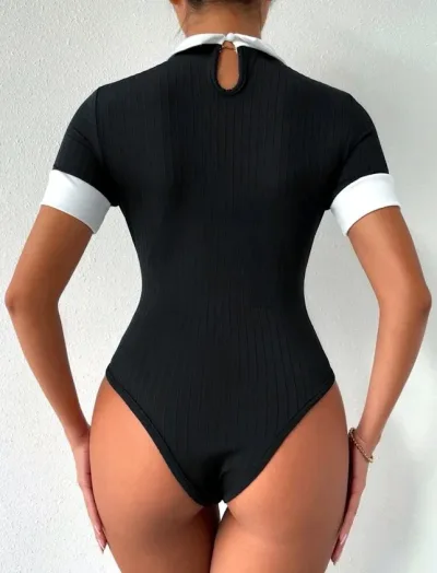 Body para dama color negro con cuello blanco