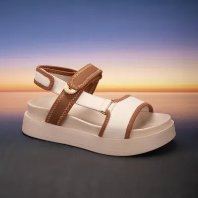 Sandalias Coral Greta Cream Tex para dama