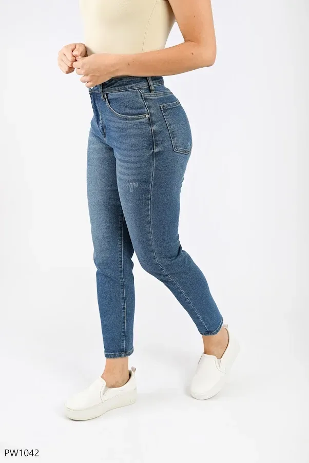 Jeans PSYCHO SIXTEEN para dama high rise, Mom fit PW1042