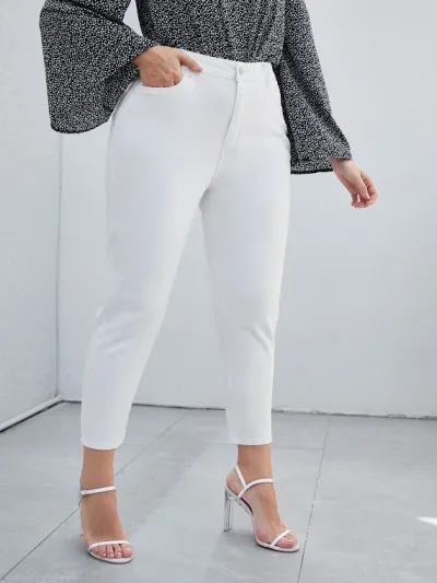Jeans plus size para dama color blanco