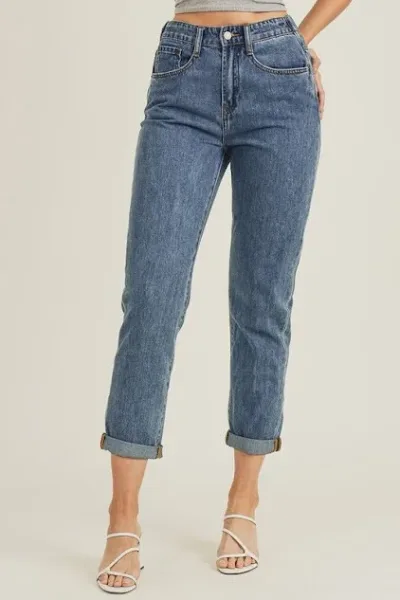 Mom Jeans para dama RDP1026 color azul