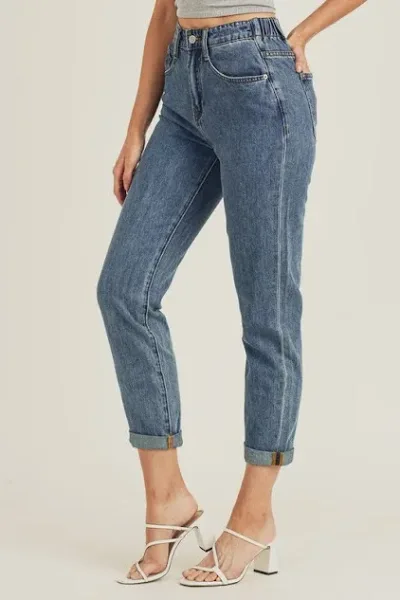 Mom Jeans para dama RDP1026 color azul