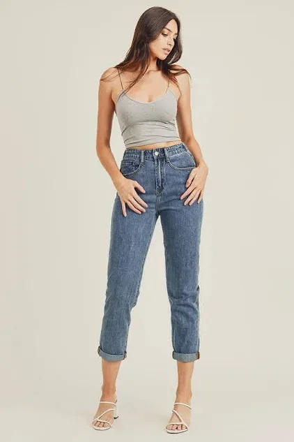 Mom Jeans para dama RDP1026 color azul