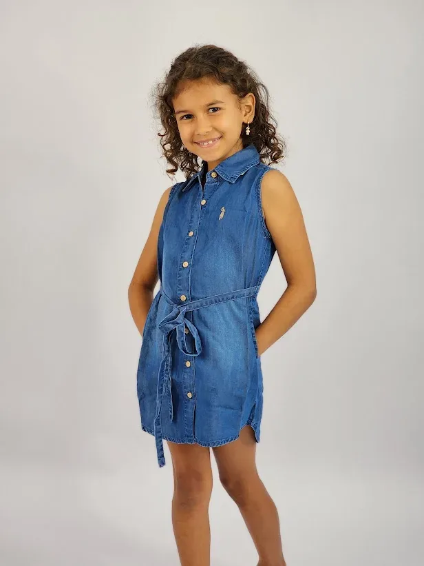 Vestido Cambridge Polo Club azul para niña