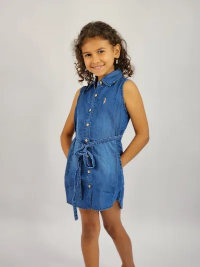 Vestido Cambridge Polo Club azul para niña