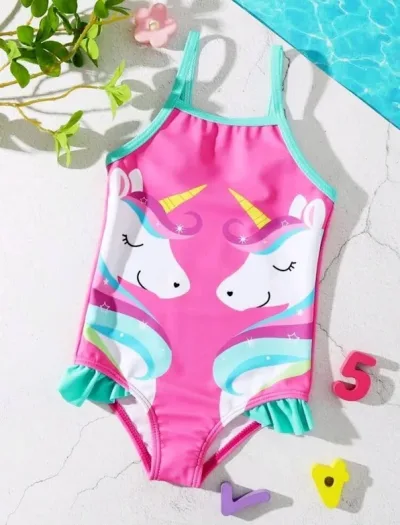 Vestido de baño para niña diseño unicornio